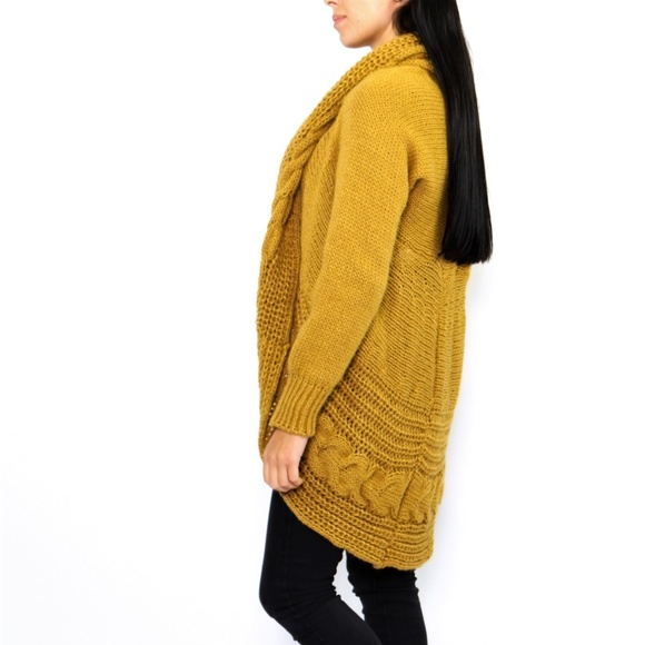 The Shepherd's Knot Sweaters - New Italy Hi Low Waterfall Cardigan Sweater Blue